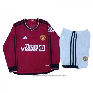 Camiseta Manchester United 1ª Equipacion del Nino Manga Larga 2023-2024