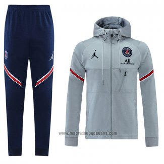 Chandal con Capucha del Paris Saint-Germain 2021-2022 Gris