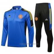 Chandal de Sudadera del Manchester United Nino 2021-2022 Azul