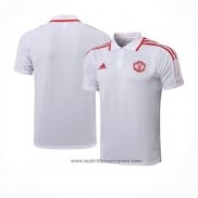 Camiseta Polo del Manchester United 2021-2022 Blanco y Rojo