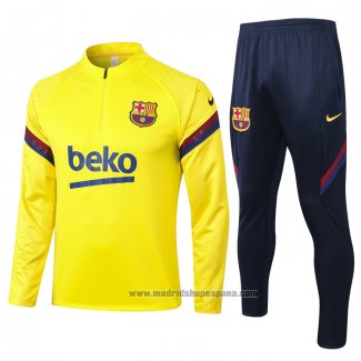 Chandal de Sudadera del Barcelona Nino 2020-2021 Amarillo