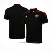 Camiseta Polo del Manchester United 2021-2022 Negro y Rojo